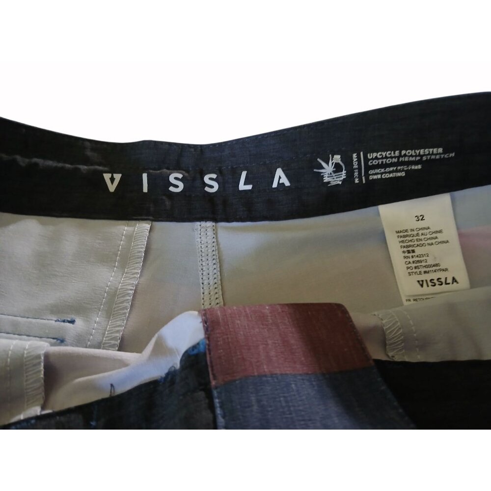 Vissla Mens Upcycled Boardshorts Size 32 Parallels Stripes Poly Hemp Swim Shorts - Picture 6 of 14